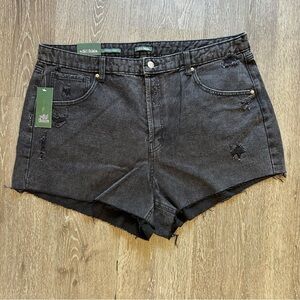NWT Wild Fable 17 Super High Rise Distressed Black Denim Cutoff Shorts